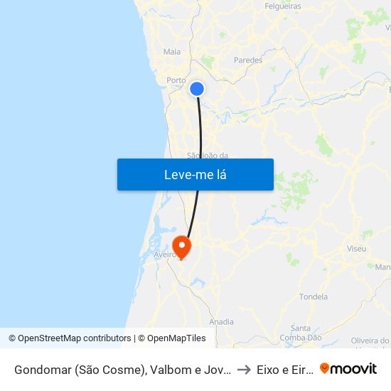 Gondomar (São Cosme), Valbom e Jovim to Eixo e Eirol map