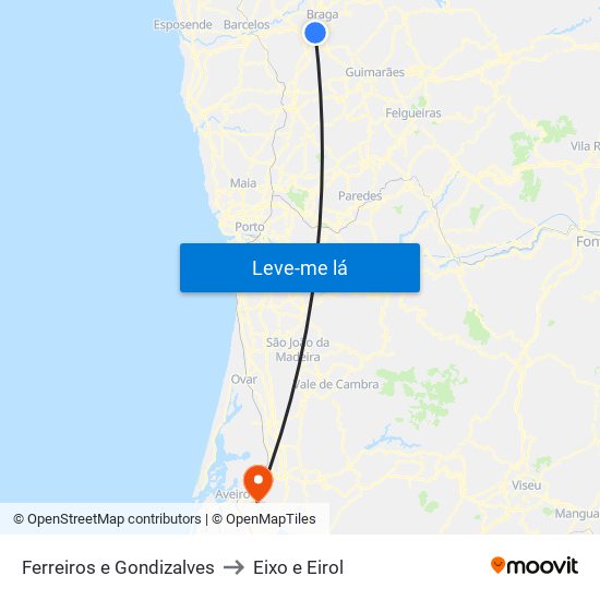 Ferreiros e Gondizalves to Eixo e Eirol map