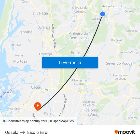 Ossela to Eixo e Eirol map