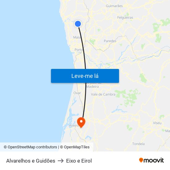 Alvarelhos e Guidões to Eixo e Eirol map