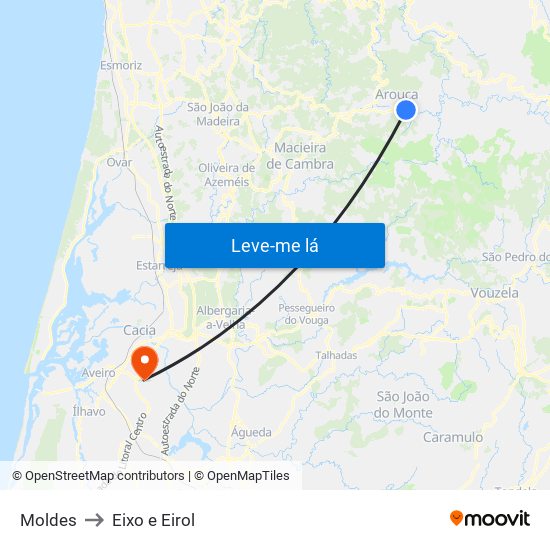 Moldes to Eixo e Eirol map