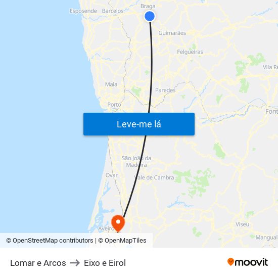 Lomar e Arcos to Eixo e Eirol map