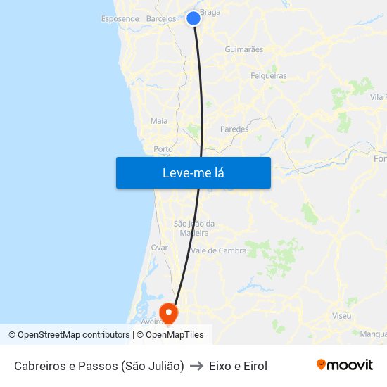 Cabreiros e Passos (São Julião) to Eixo e Eirol map