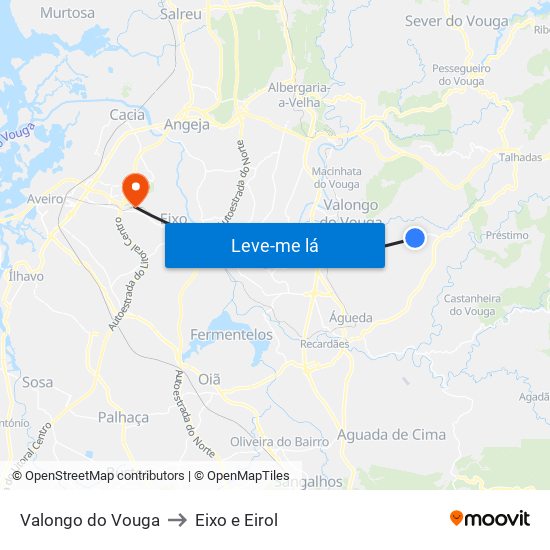 Valongo do Vouga to Eixo e Eirol map