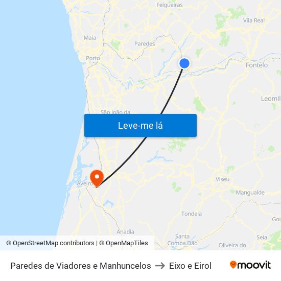 Paredes de Viadores e Manhuncelos to Eixo e Eirol map