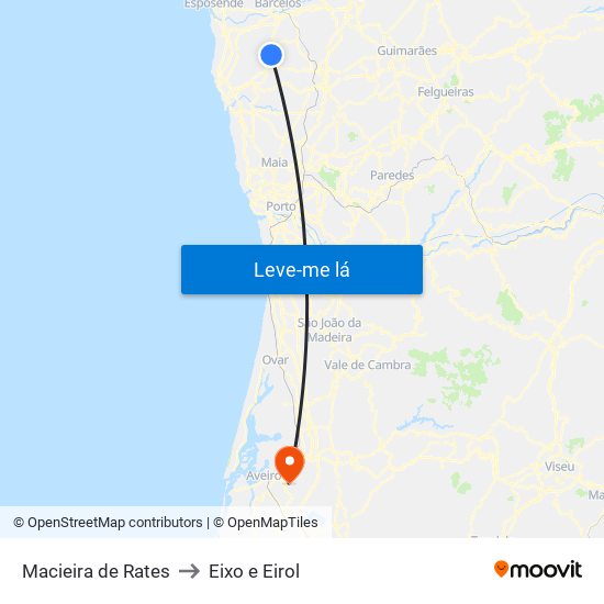 Macieira de Rates to Eixo e Eirol map