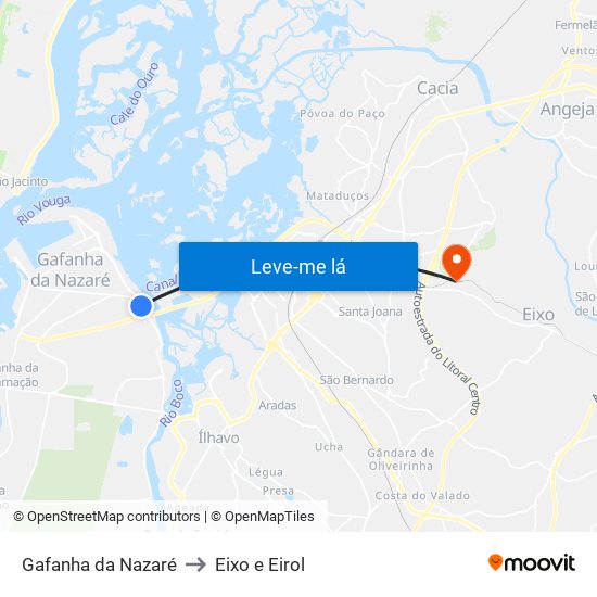 Gafanha da Nazaré to Eixo e Eirol map
