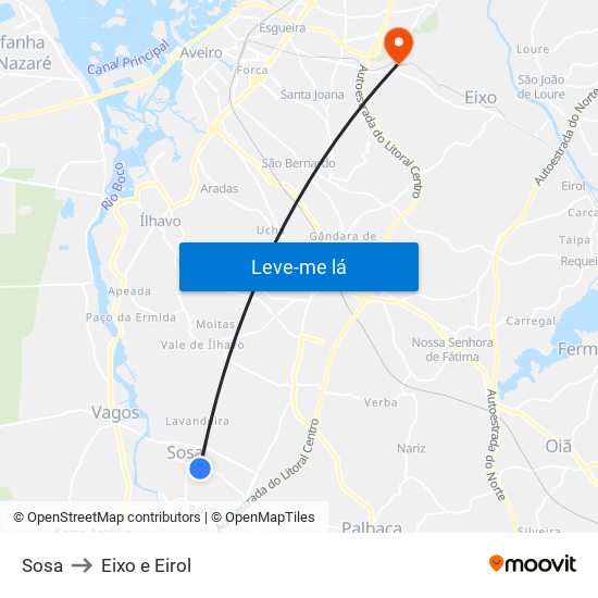 Sosa to Eixo e Eirol map