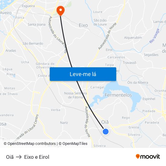 Oiã to Eixo e Eirol map