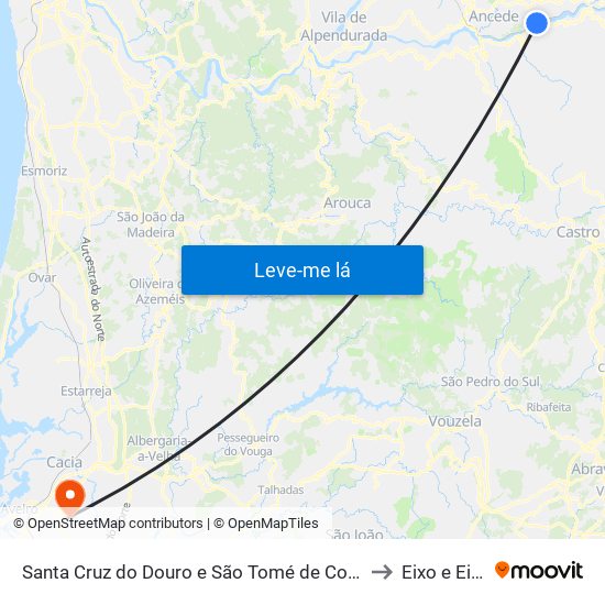 Santa Cruz do Douro e São Tomé de Covelas to Eixo e Eirol map