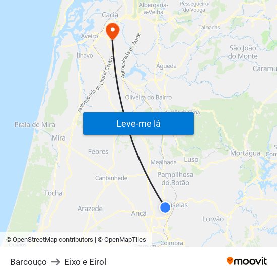 Barcouço to Eixo e Eirol map