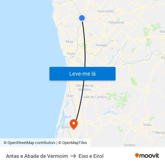 Antas e Abade de Vermoim to Eixo e Eirol map