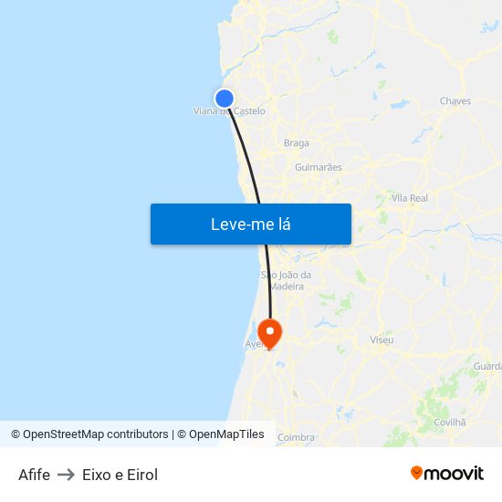 Afife to Eixo e Eirol map