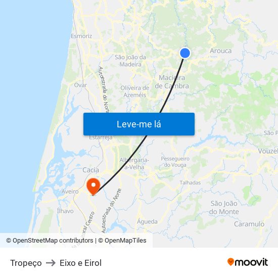 Tropeço to Eixo e Eirol map