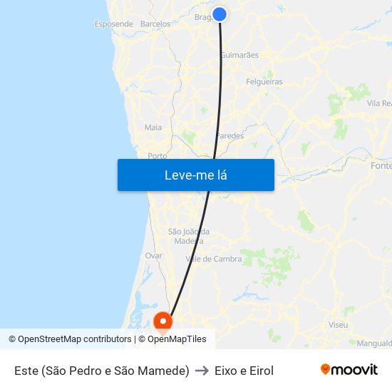 Este (São Pedro e São Mamede) to Eixo e Eirol map