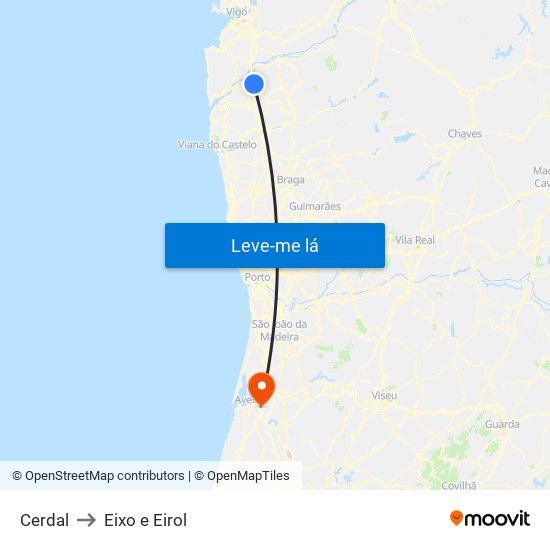 Cerdal to Eixo e Eirol map