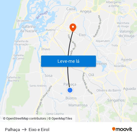 Palhaça to Eixo e Eirol map