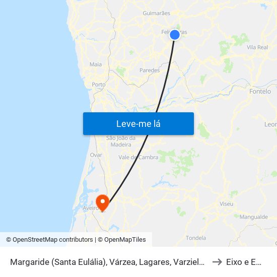 Margaride (Santa Eulália), Várzea, Lagares, Varziela e Moure to Eixo e Eirol map