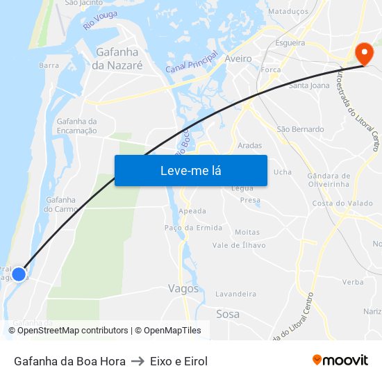 Gafanha da Boa Hora to Eixo e Eirol map