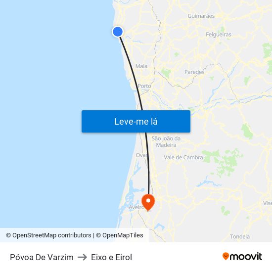 Póvoa De Varzim to Eixo e Eirol map