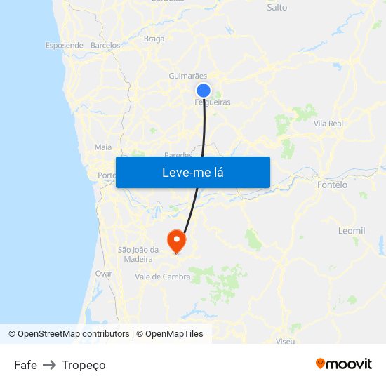 Fafe to Tropeço map