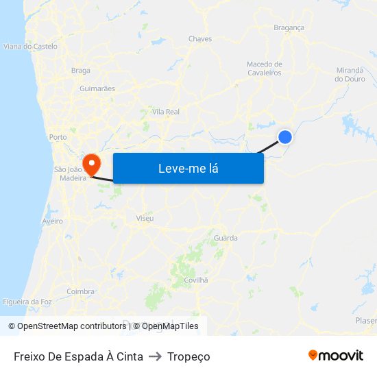 Freixo De Espada À Cinta to Tropeço map