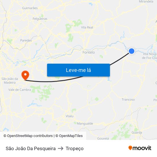 São João Da Pesqueira to Tropeço map