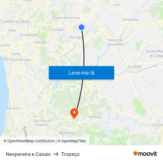 Nespereira e Casais to Tropeço map