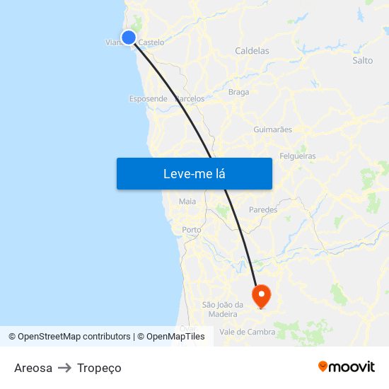 Areosa to Tropeço map