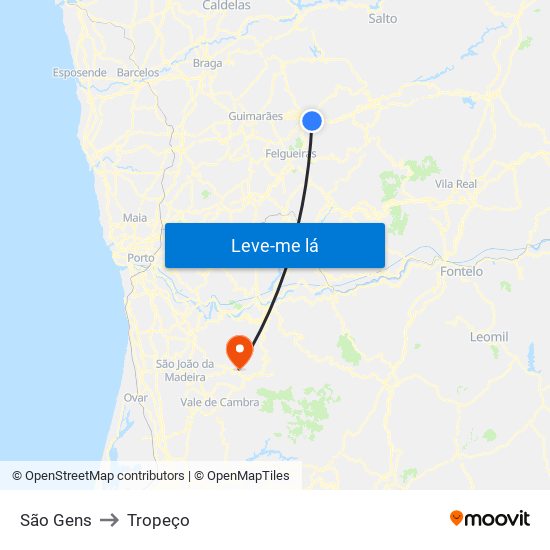 São Gens to Tropeço map