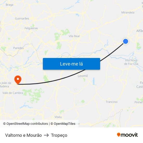 Valtorno e Mourão to Tropeço map