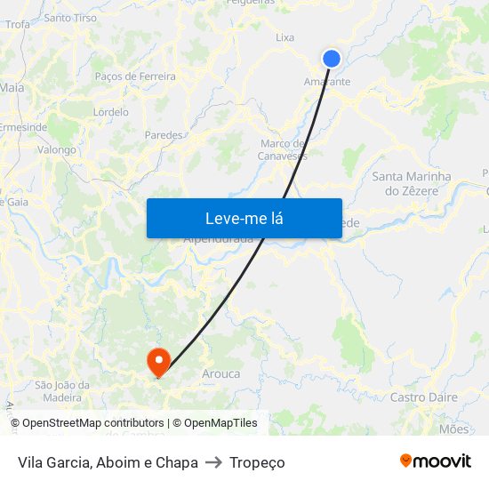 Vila Garcia, Aboim e Chapa to Tropeço map