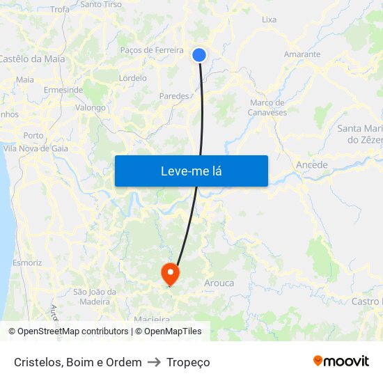 Cristelos, Boim e Ordem to Tropeço map