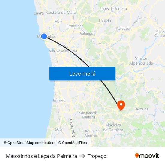 Matosinhos e Leça da Palmeira to Tropeço map