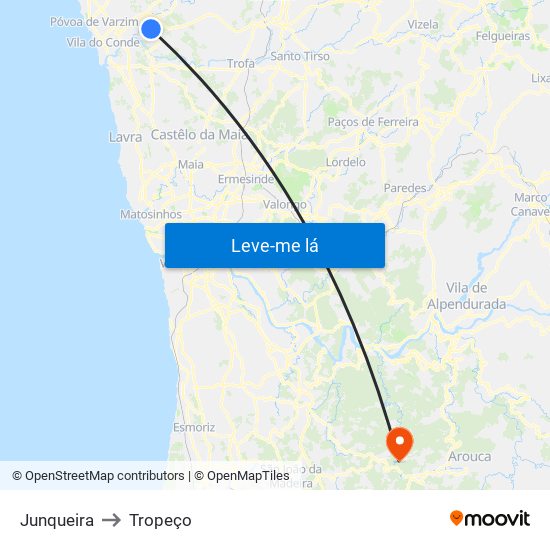 Junqueira to Tropeço map