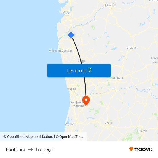 Fontoura to Tropeço map