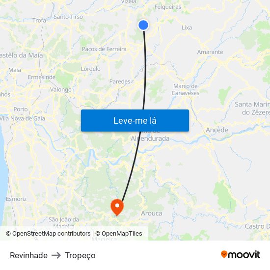 Revinhade to Tropeço map