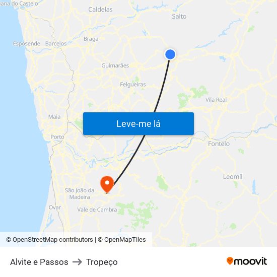 Alvite e Passos to Tropeço map