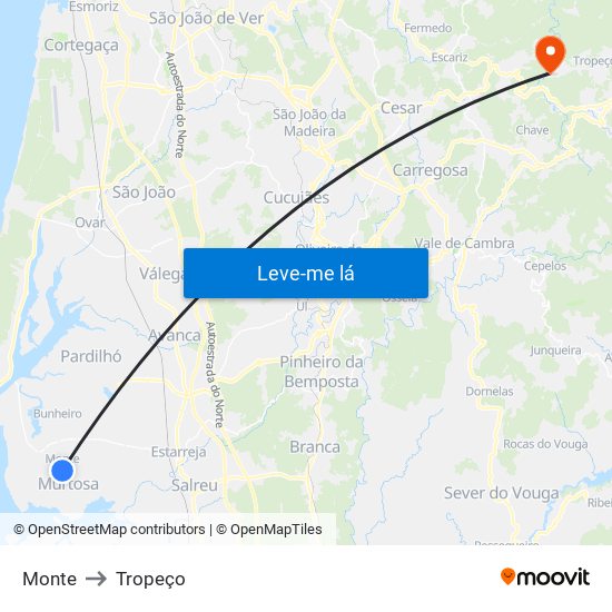 Monte to Tropeço map