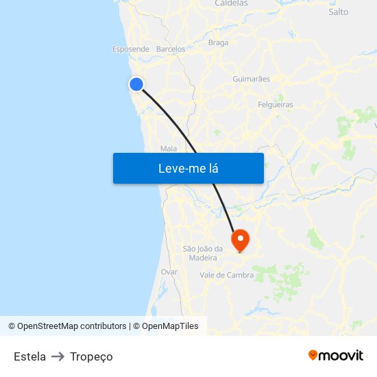 Estela to Tropeço map