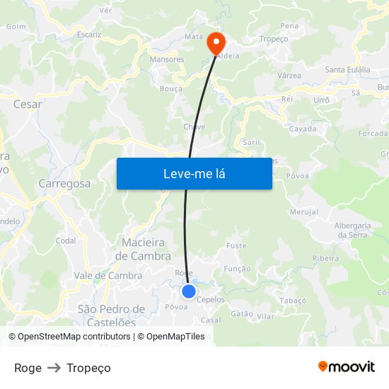 Roge to Tropeço map