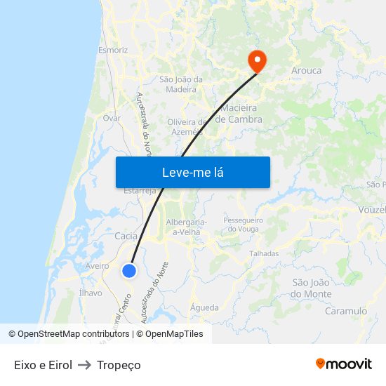 Eixo e Eirol to Tropeço map