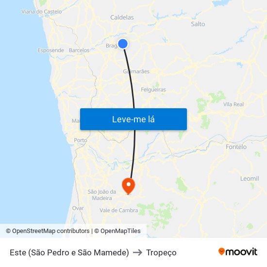 Este (São Pedro e São Mamede) to Tropeço map