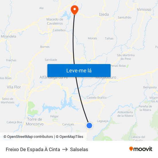 Freixo De Espada À Cinta to Salselas map