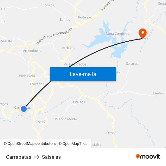 Carrapatas to Salselas map