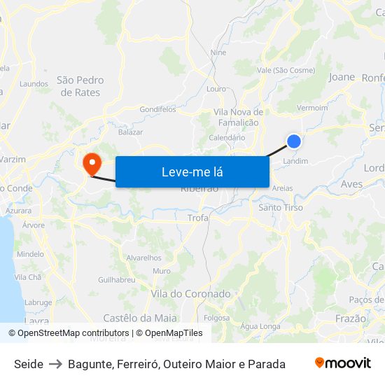 Seide to Bagunte, Ferreiró, Outeiro Maior e Parada map