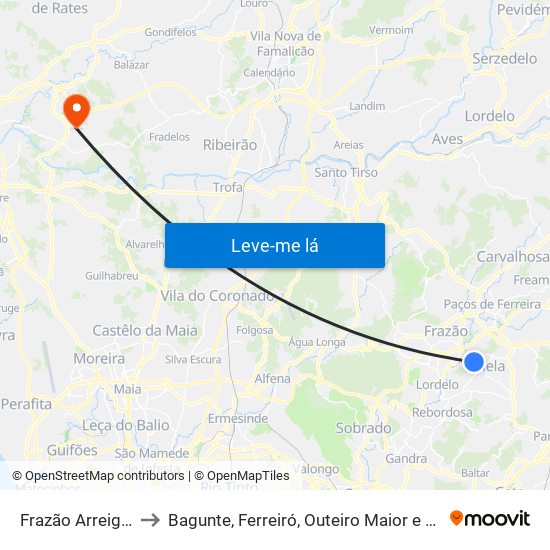 Frazão Arreigada to Bagunte, Ferreiró, Outeiro Maior e Parada map