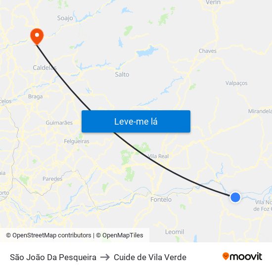 São João Da Pesqueira to Cuide de Vila Verde map