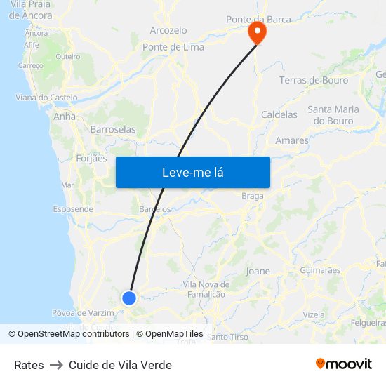 Rates to Cuide de Vila Verde map