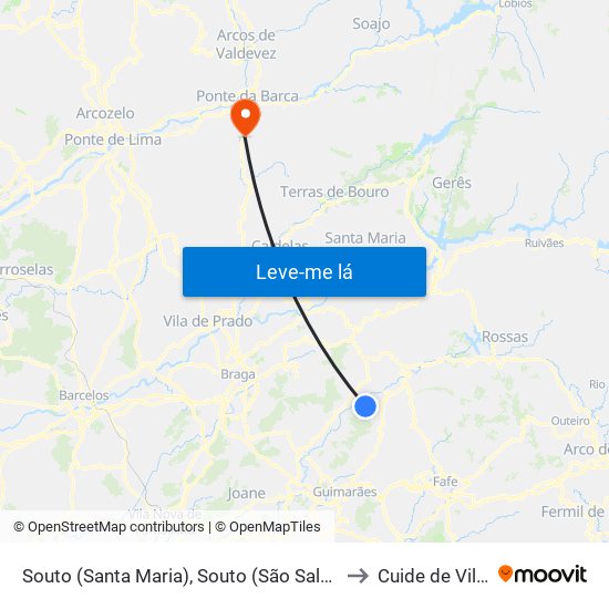 Souto (Santa Maria), Souto (São Salvador) e Gondomar to Cuide de Vila Verde map